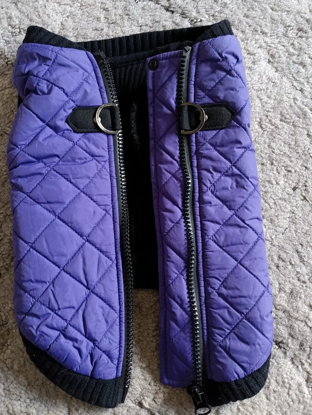 💜🖤 Gooby Dog Puffer Vest Quilted Jacket Large Purple Water Resistant Pet